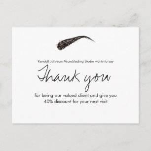 Sketched Brow Microblading Thank You Discount Postcard