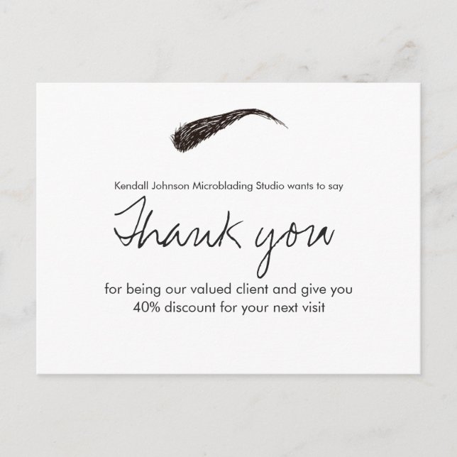 Sketched Brow Microblading Thank You Discount Postcard (Front)
