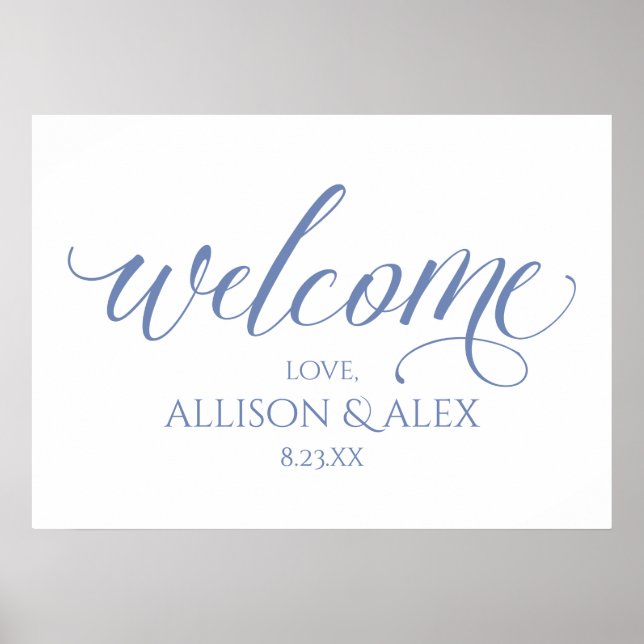 Sketched Calligraphy Wedding Welcome - Cornflower Poster (Front)