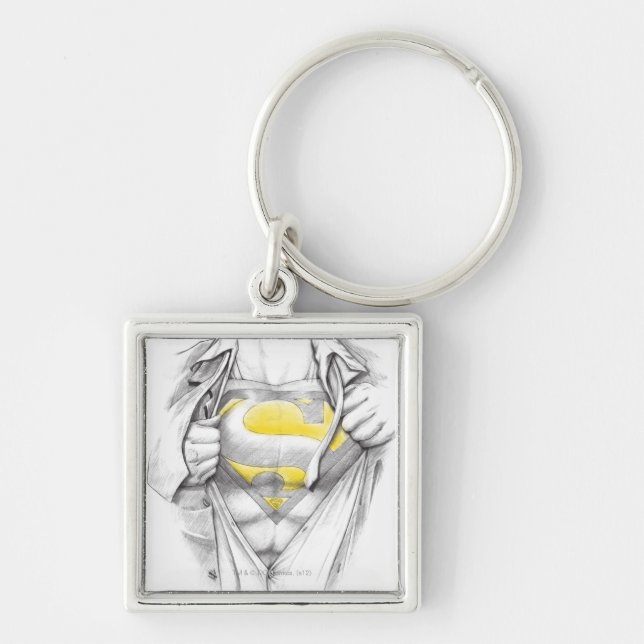 Sketched Chest Superman Logo Keychain (Front)