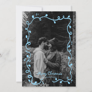 Sketched Christmas Light Cute Photo Holiday Card