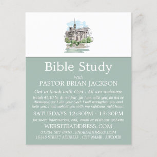 Sketched Church, Christian Bible Class Advert Flyer