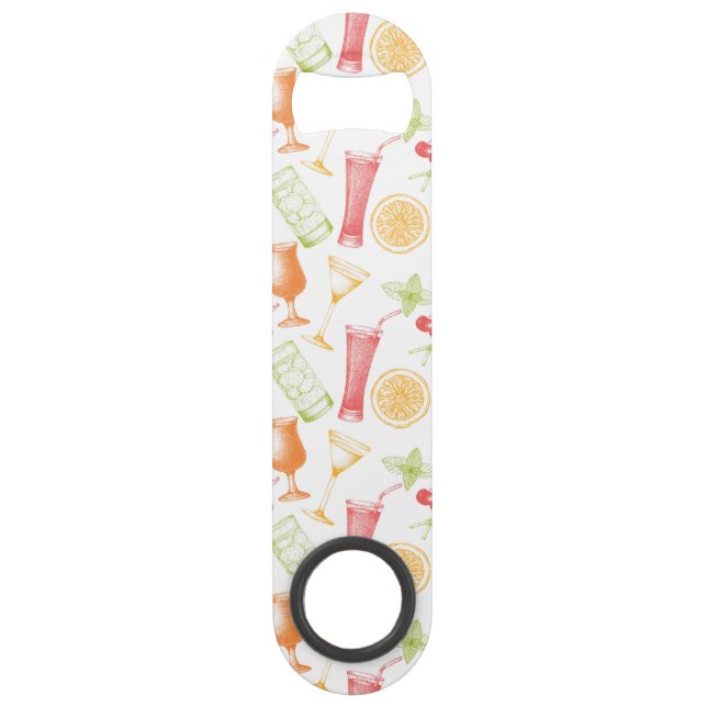 Sketched Cocktail Pattern Bar Key (Front)