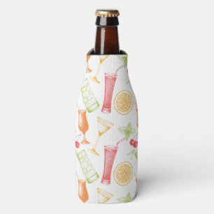 Sketched Cocktail Pattern Bottle Cooler