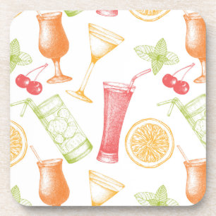Sketched Cocktail Pattern Coaster