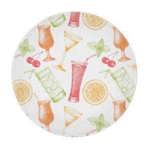 Sketched Cocktail Pattern Cutting Board