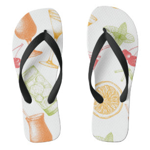 Sketched Cocktail Pattern Flip Flops