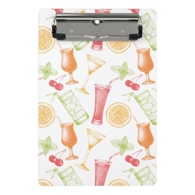Sketched Cocktail Pattern Mini Clipboard (Front)