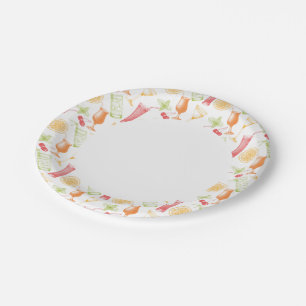 Sketched Cocktail Pattern Paper Plate