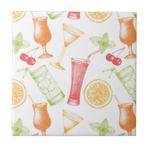 Sketched Cocktail Pattern Tile