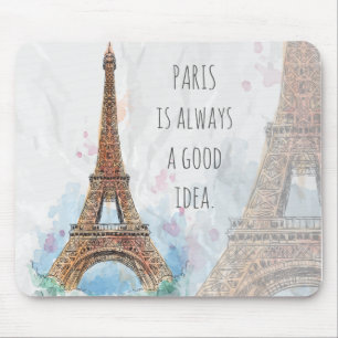 Sketched coloured eiffel tower paris good idea mouse pad