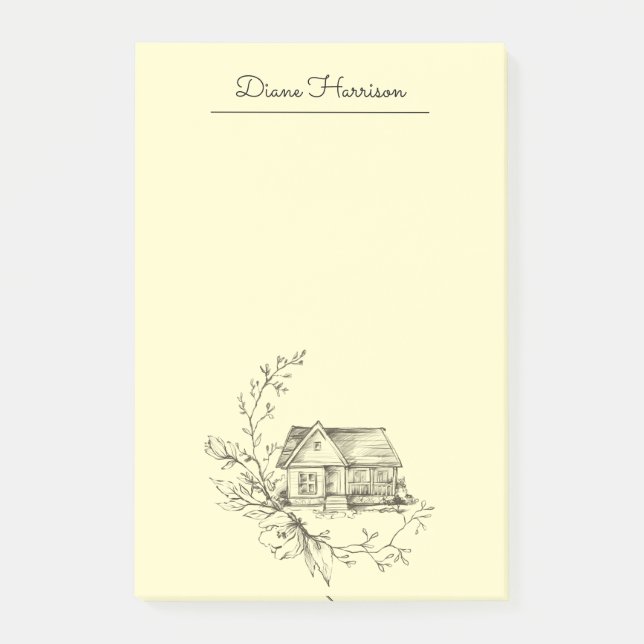 Sketched Cottage Post-it Notes (Front)