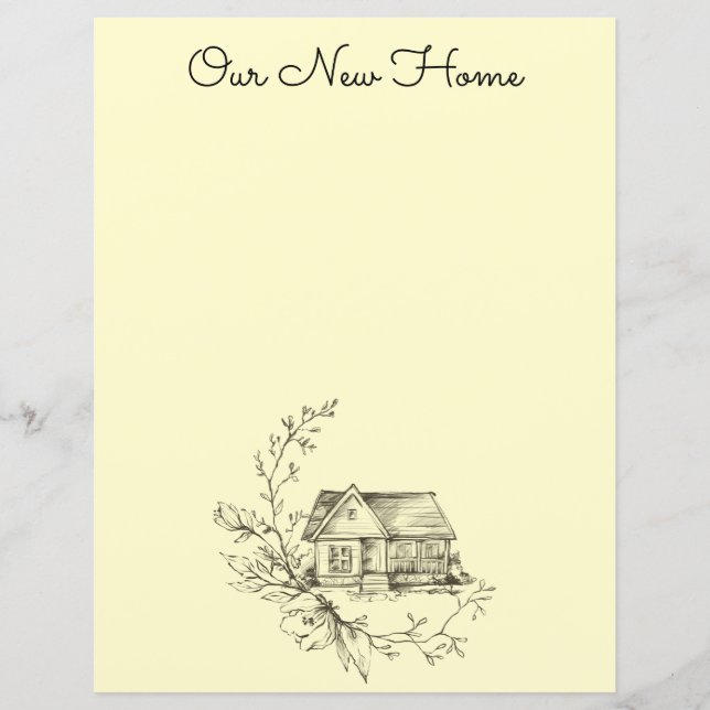 Sketched Cottage Scrapbook Paper or Stationery (Front)