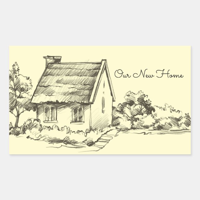 Sketched Cottage Scrapbook Sticker (Front)