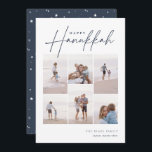 Sketched Cursive 6 Photo Collage Hanukkah Holiday Card<br><div class="desc">Share cheer with these modern Hanukkah holiday cards featuring 6 of your favourite photos in a grid collage layout. "Happy Hanukkah" appears at the top in classic serif and casual hand sketched cursive script. Personalize with your family name and the year at the lower right.</div>