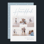 Sketched Cursive 6 Photo Collage Hanukkah Holiday Card<br><div class="desc">Share cheer with these modern Hanukkah holiday cards featuring 6 of your favourite photos in a grid collage layout. "Happy Hanukkah" appears at the top in classic serif and casual hand sketched cursive script. Personalize with your family name and the year at the lower right.</div>