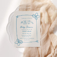 Sketched Cute Wavy Bow Frame Baby Shower