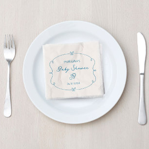 Sketched Cute Wavy Bow Frame Baby Shower Napkin