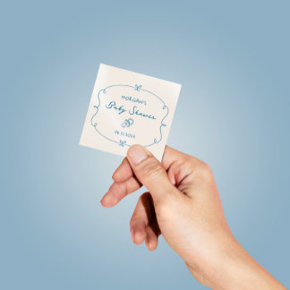 Sketched Cute Wavy Bow Frame Baby Shower Square Sticker