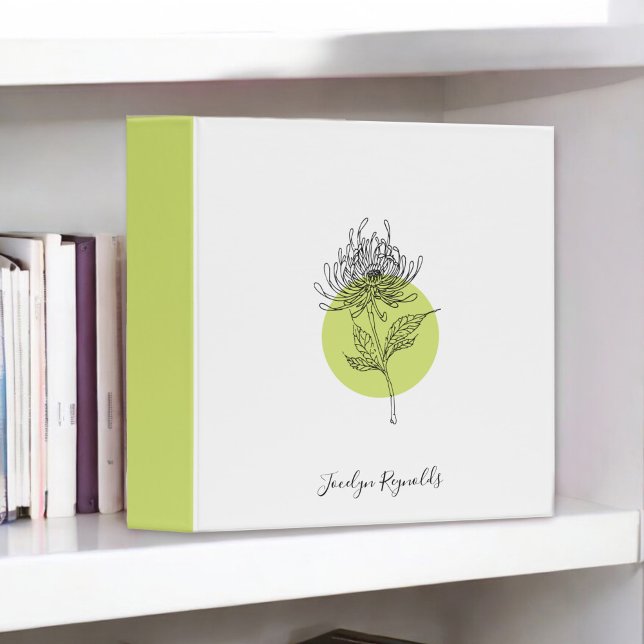 Sketched Dahlia Botanical Simple Elegant Binder (Creator Uploaded)