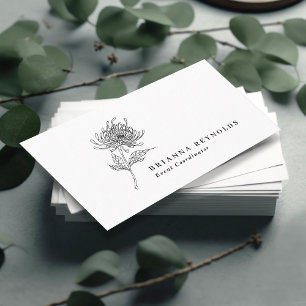 Sketched Dahlia Botanical Simple Elegant Business Card