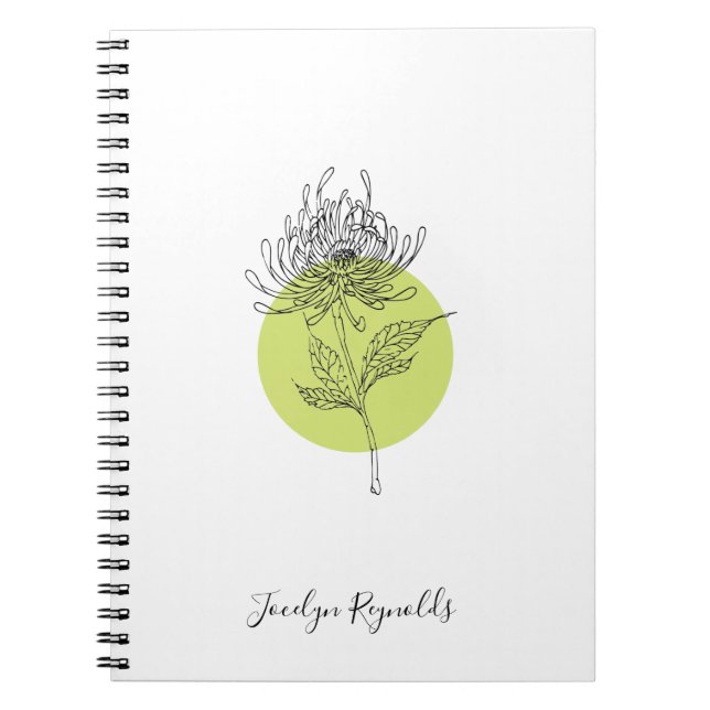 Sketched Dahlia Botanical Simple Elegant Notebook (Front)