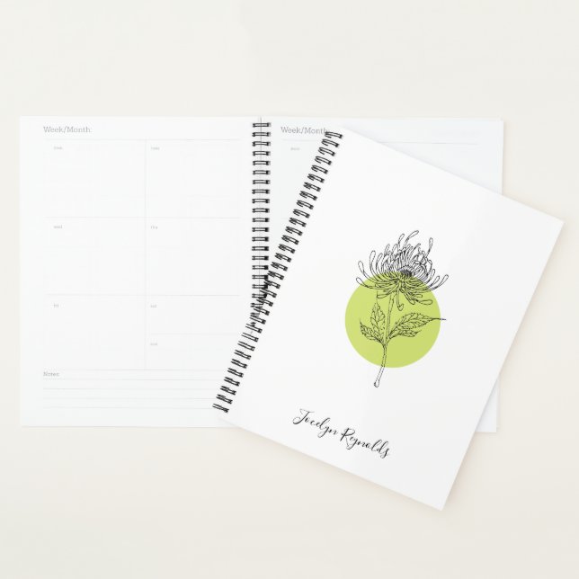 Sketched Dahlia Botanical Simple Elegant Planner (Display)