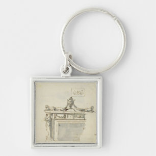 Sketched design for a fireplace (pen & ink and was keychain