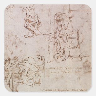 Sketched designs for furniture and decorations square sticker