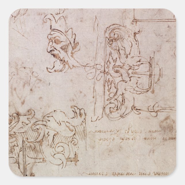 Sketched designs for furniture and decorations square sticker (Front)