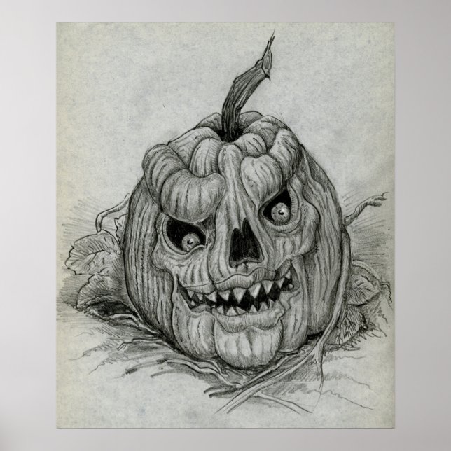 Sketched Evil Pumpkin Poster (Front)