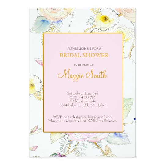Sketched Floral Bridal Shower Invitation