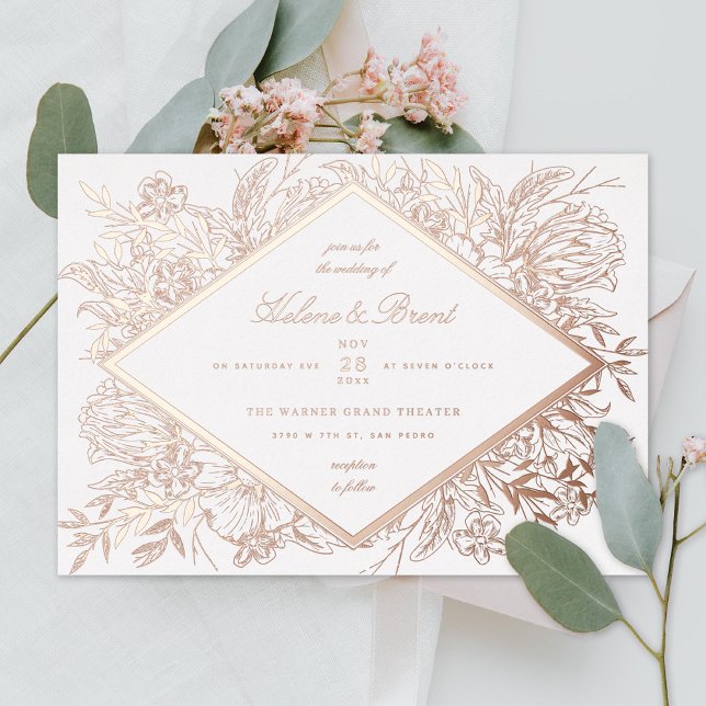 Sketched Floral Diamond Romantic Garden Rose Gold (Creator Uploaded)