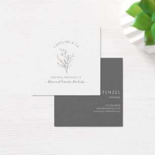 Sketched Floral Logo Design Square Business Card