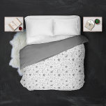 Sketched Floral Outline Pattern ID939 Duvet Cover<br><div class="desc">A beautiful pattern of hand drawn flower outlines in shades of gray is used to create the pieces of this modern collection. The striking duvet cover shown here features your initials and wedding date in black on white with a floral outlines pattern background. An optional warm gray background has been...</div>