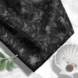 Sketched Floral Outlines Pattern Black ID939 Fabric