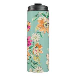 Sketched flower design in bright colors - seamless thermal tumbler