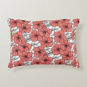 sketched flower print in bright colour accent pillow