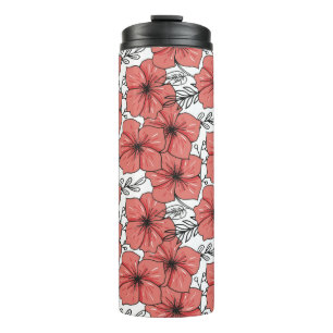 sketched flower print in bright colour thermal tumbler
