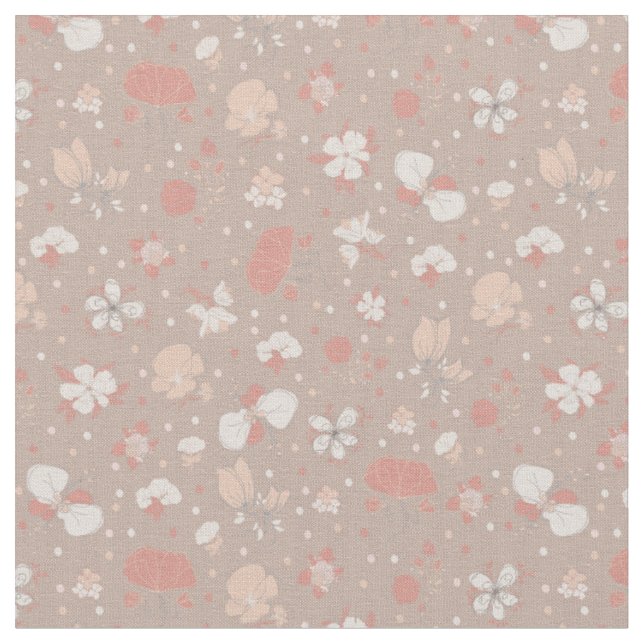 Sketched Flowers on Light Brown Fabric (Close Up)