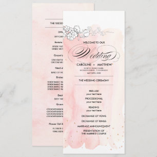 Sketched Flowers Watercolor Wedding Program Cards