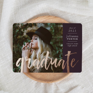 Sketched Foil Graduation Announcement Plum