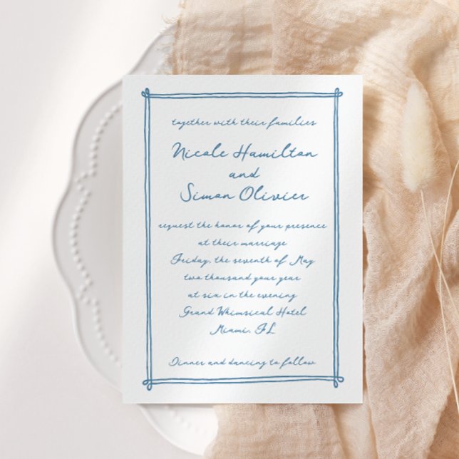 Sketched frame Whimsical Hand Drawn Wedding Invitation (Creator Uploaded)