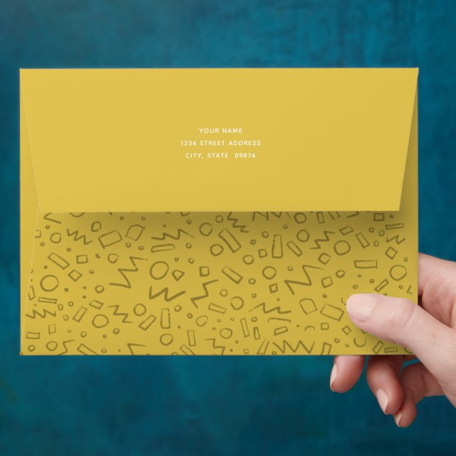 Sketched Golden Memphis Inspired Envelope (Hand)