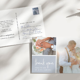 Sketched Gratitude Wedding Photo Thank You Postcard