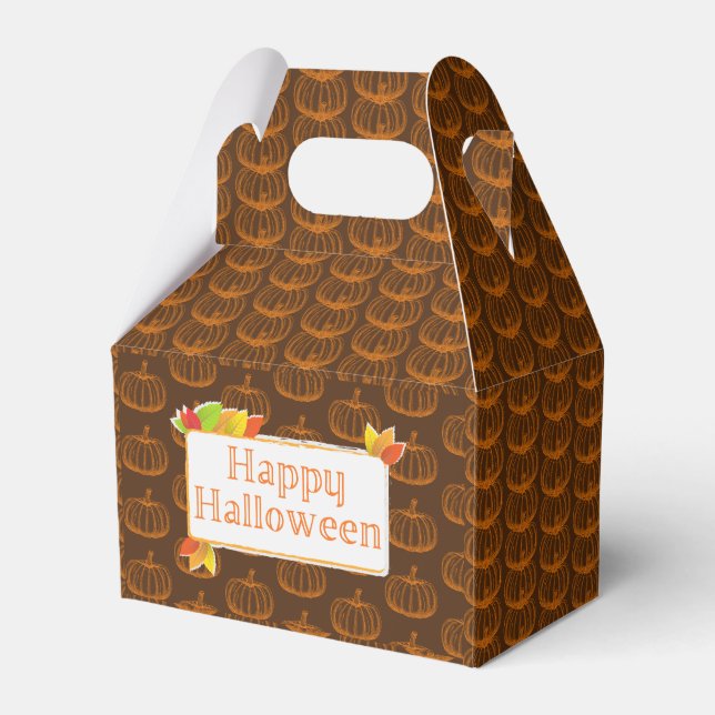 Sketched Halloween Pumpkin Favor Box (Front Side)