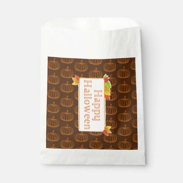 Sketched Halloween Pumpkin Favour Bag (Front)