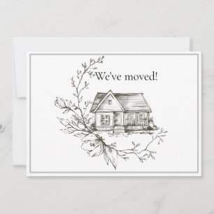 Sketched House Black and White New Address Announcement