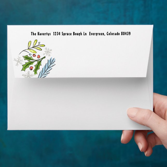 Sketched Illustration Winter Holiday Envelope (Hand)