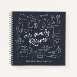 Sketched Kitchen Tools Personalized Recipe Noteboo Notebook